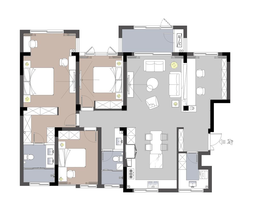 独墅熙岸140m2现代黑白灰-2