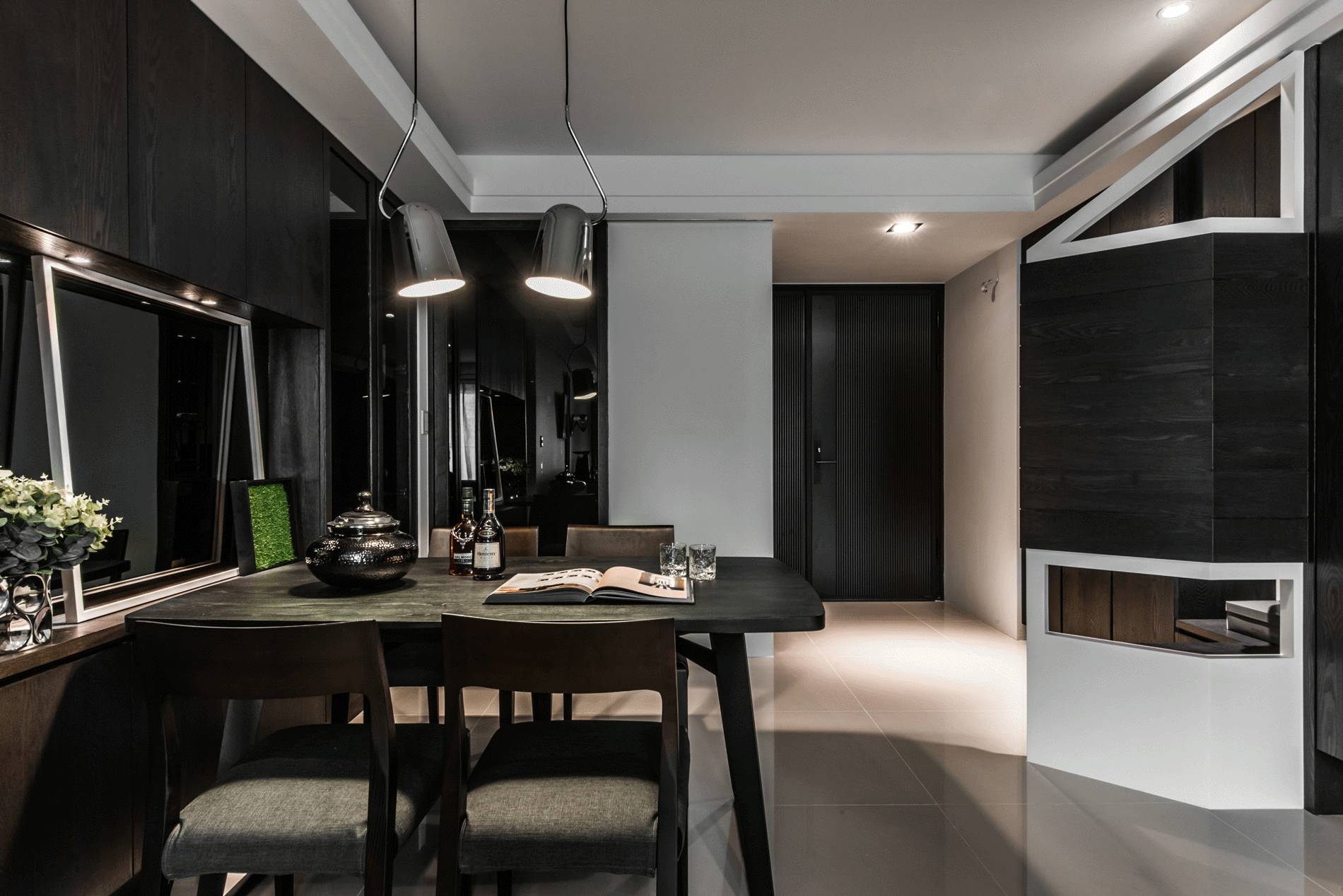 高级黑现代住宅的奢华神秘-11
