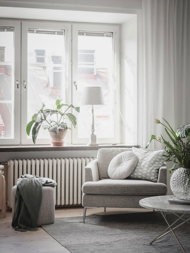 瑞典灰色调公寓,厨房卧室分区设计-16