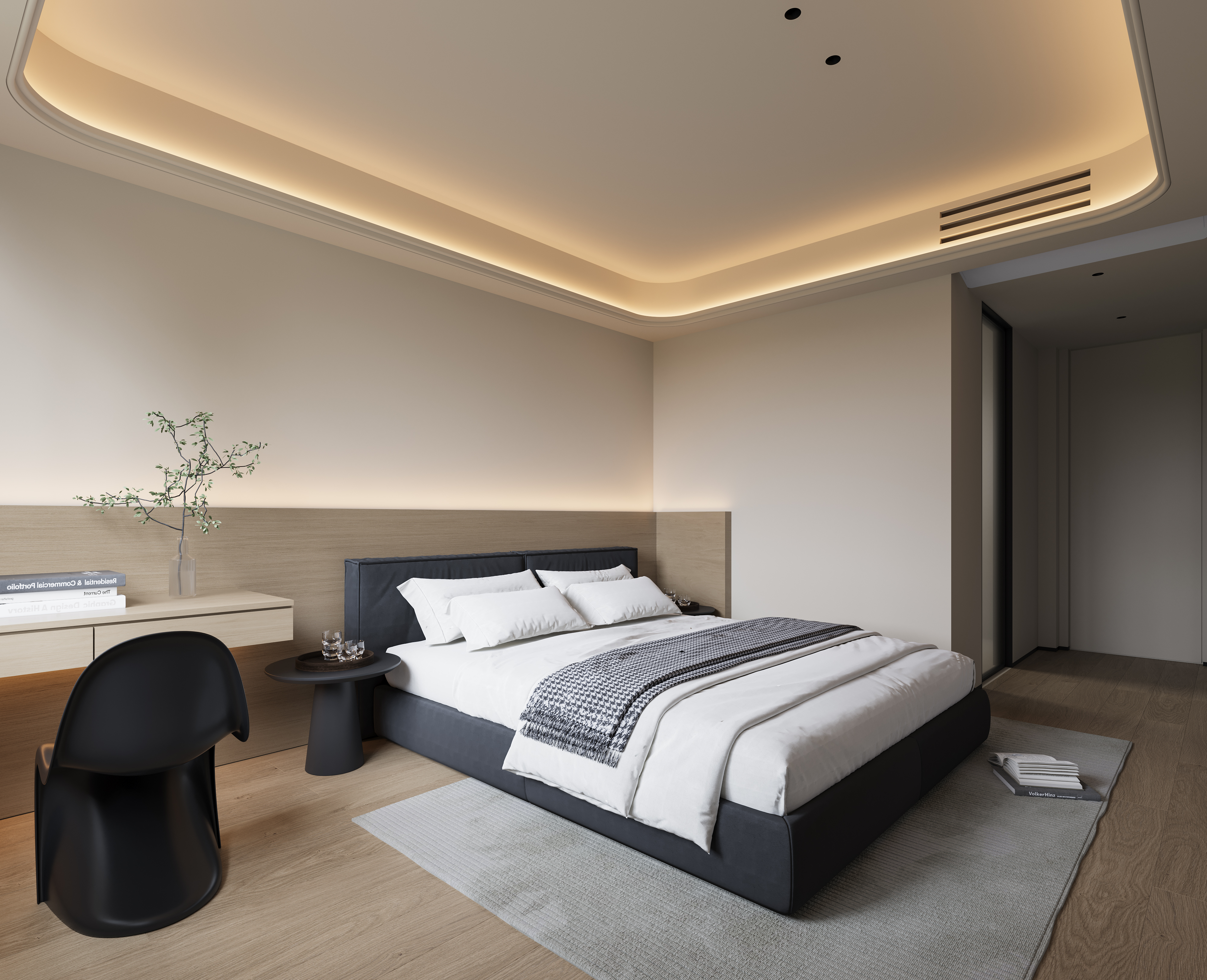 挑高别墅  轻奢客餐厅-15