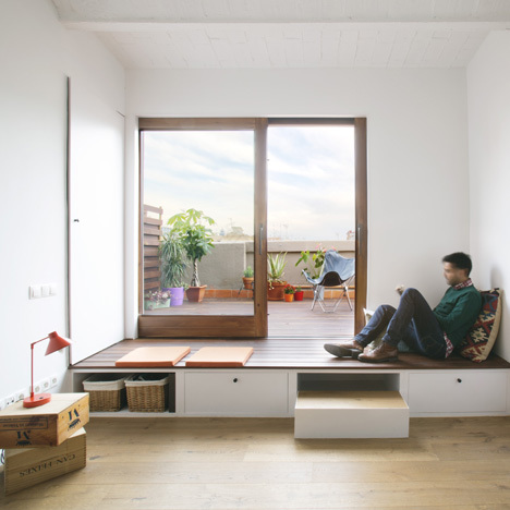 Barcelona apartment renovation by Nook with tiles and window seat-0