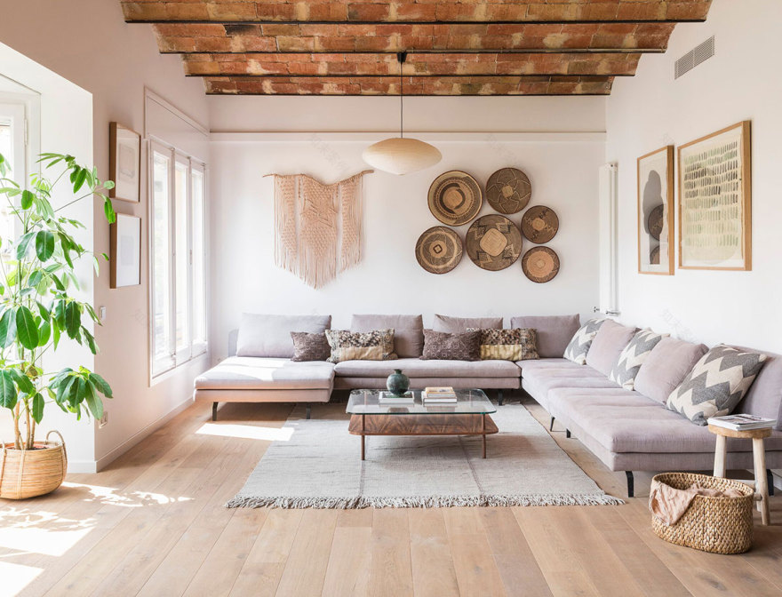 巴塞罗那带有拱顶天花板和波西米亚装饰风格的明亮公寓-16