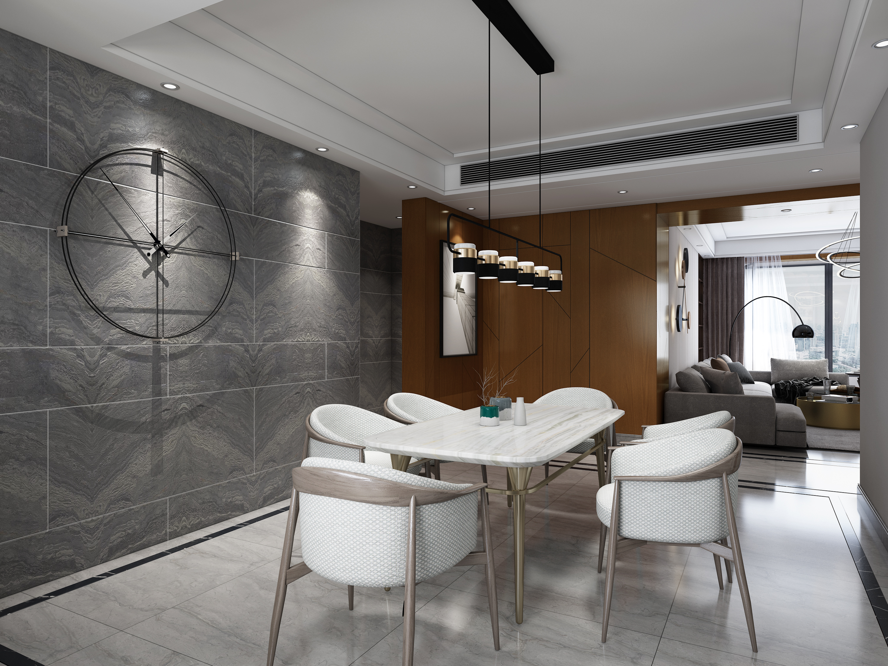 大理石流水般的客餐厅设计-7