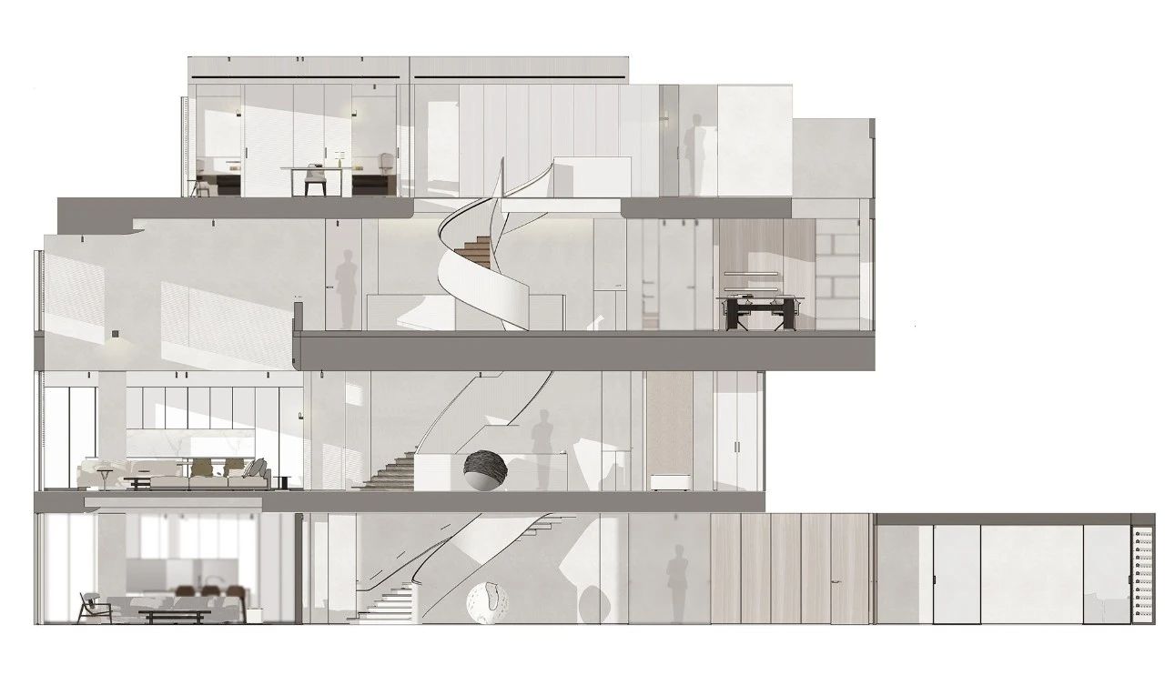 弧形楼梯与旋转楼梯的完美融合·简约别墅设计丨中国丨JSCC 极舍文化创意（上海）有限公司-49