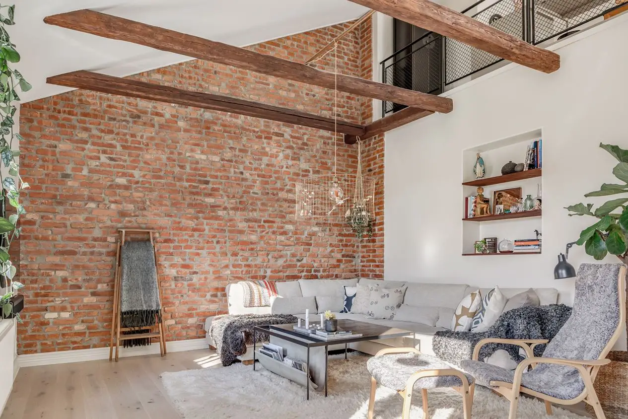 瑞典湖畔的砖墙公寓 | 宁静的斯堪的纳维亚风格-4