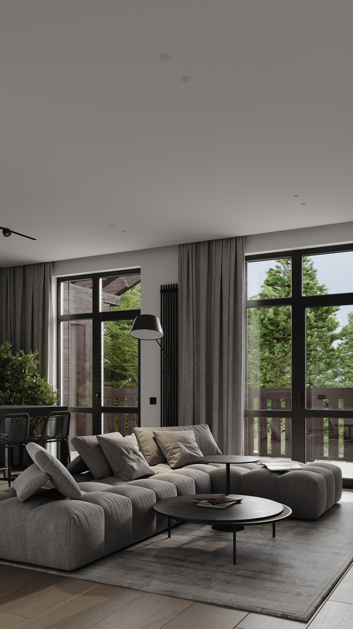 107㎡高级灰色系公寓设计-1