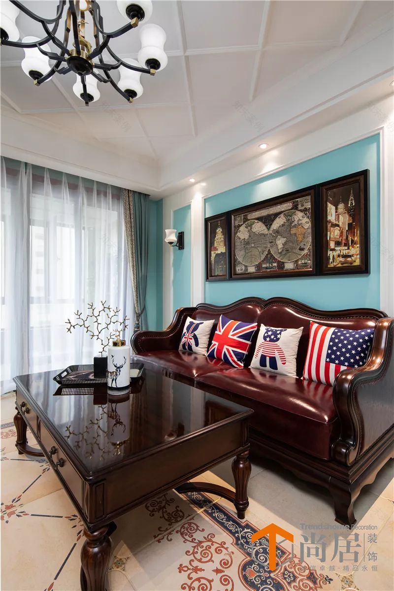 104㎡美式田园风,蒂芙尼蓝带来清新浪漫-14