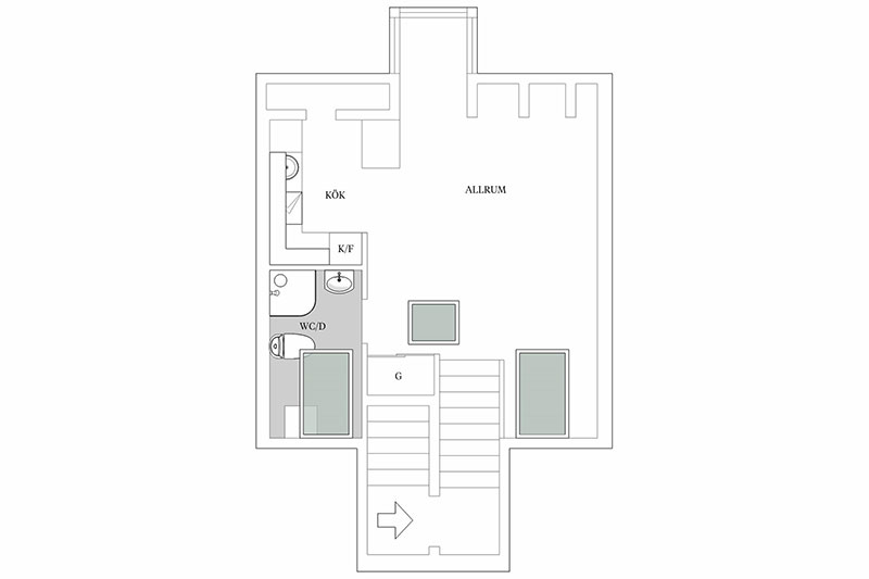 Gothenburg 35 平米时尚阁楼公寓 | 紧凑而功能齐全的单身生活空间-23