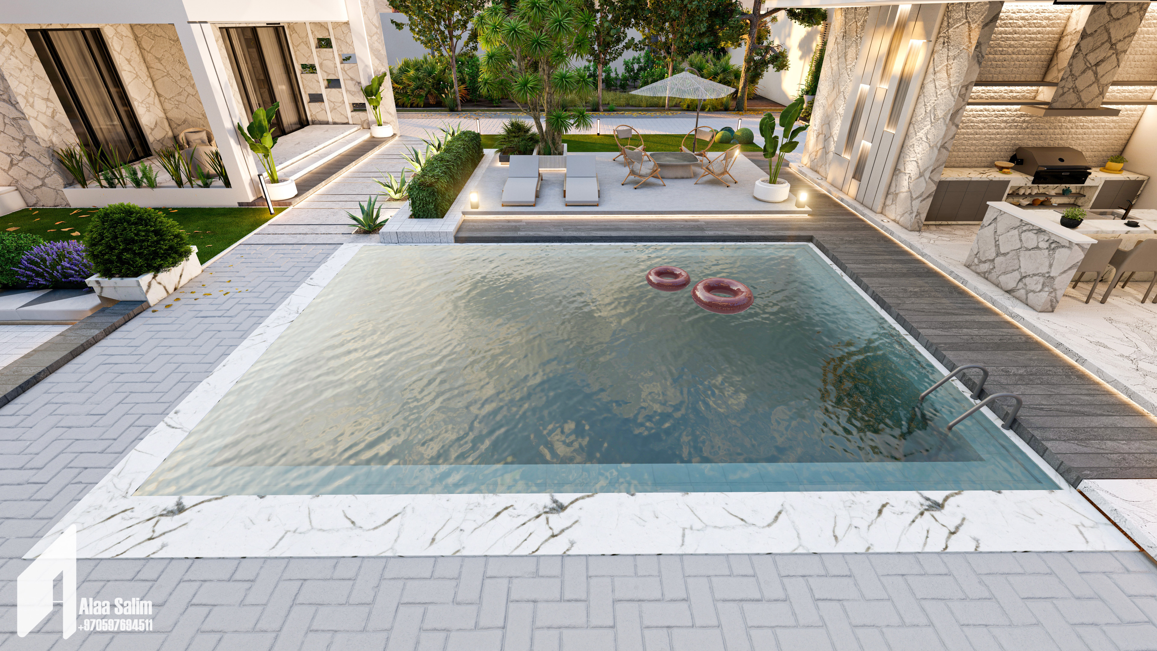 Swimming pool and barbecue-1