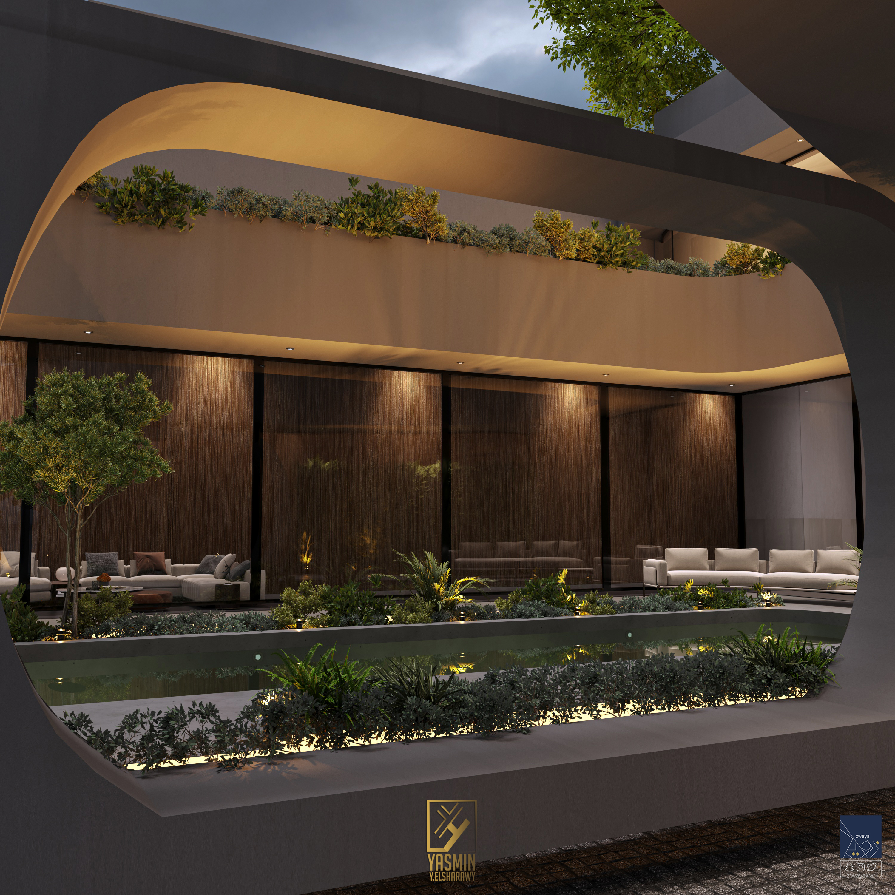 现代别墅外观和泳池设计丨yasminy.elsharawy-13