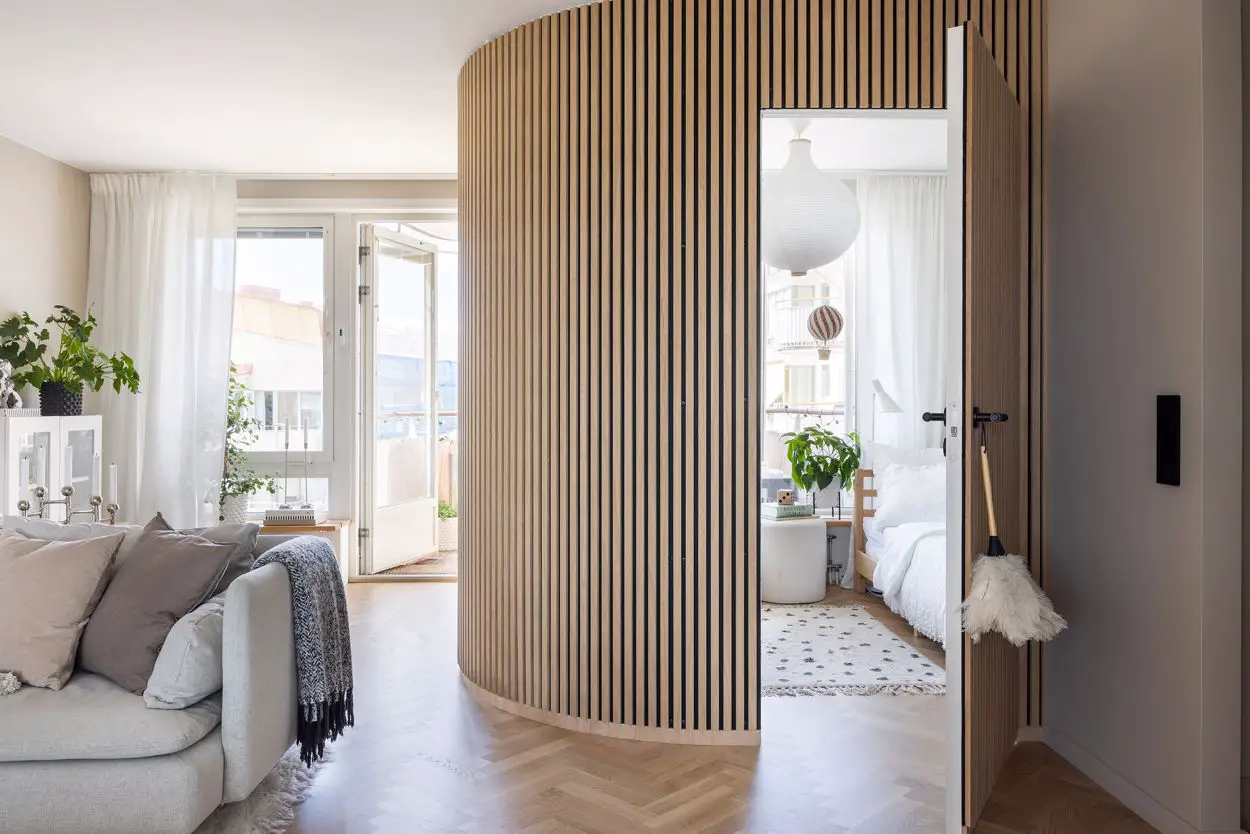 曲线美学 | 瑞典木质条纹墙的装饰魅力-4