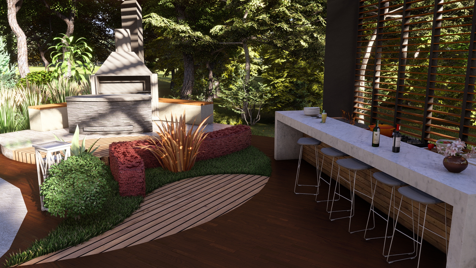 GARDEN DESIGN/ Covered Pool Side Deck-9