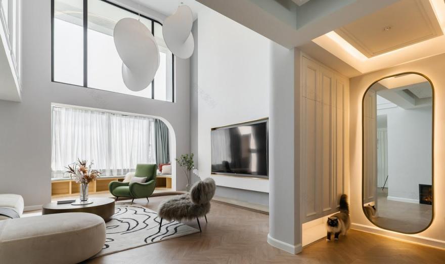 法式简约挑高复式大改造-14