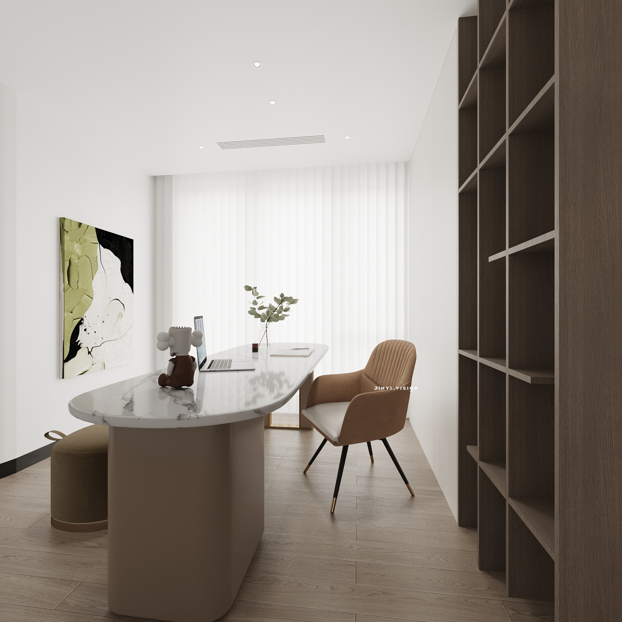 现代原木风效果图表现-8