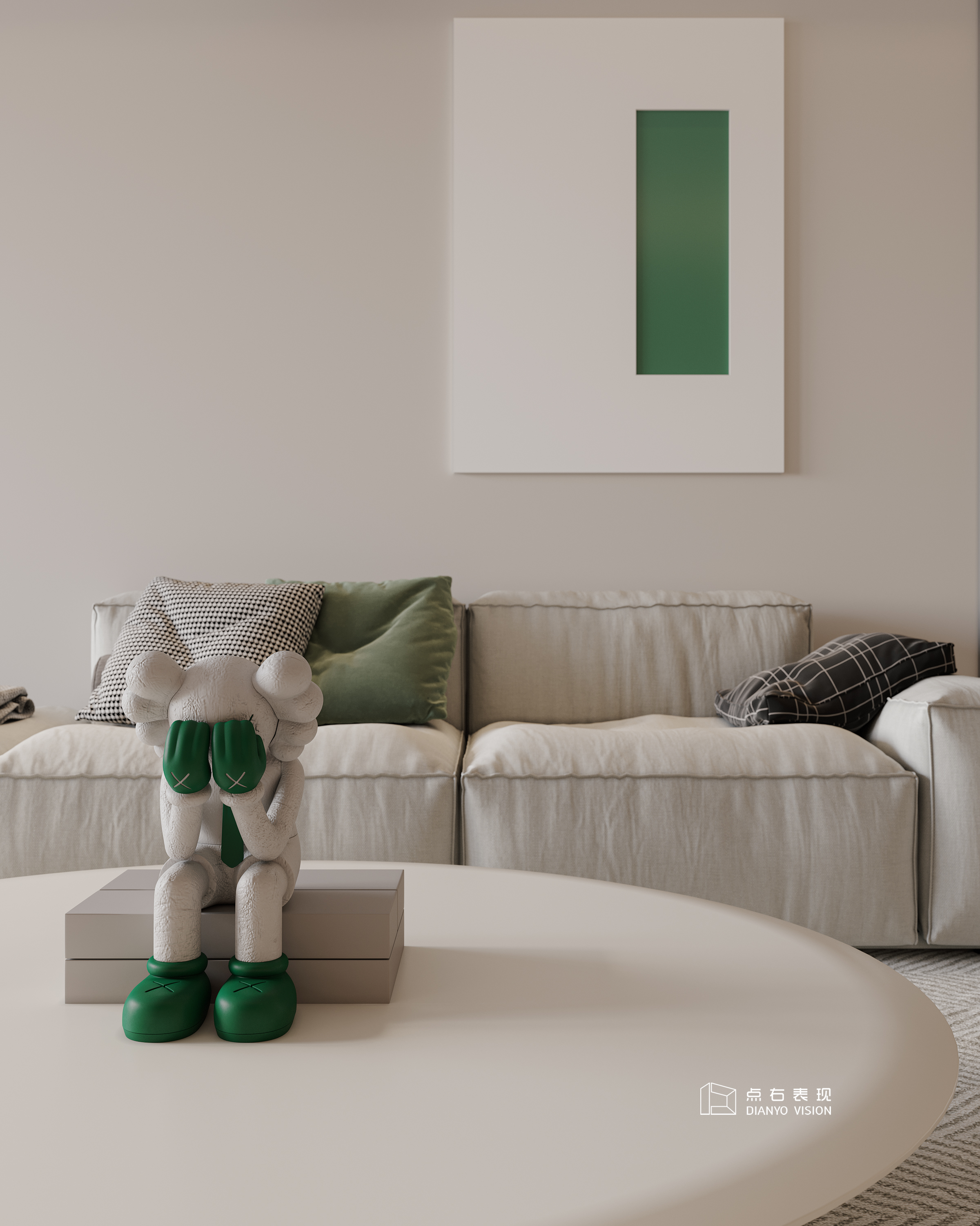 奶油风格室内设计丨点右效果图表现-9