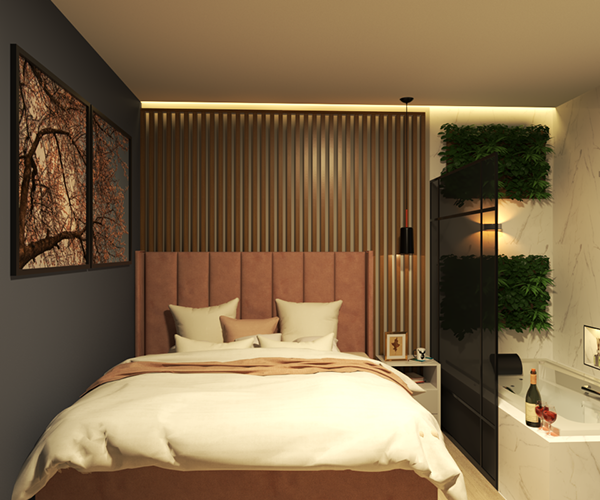 Quarto simples com banheira integrada-0