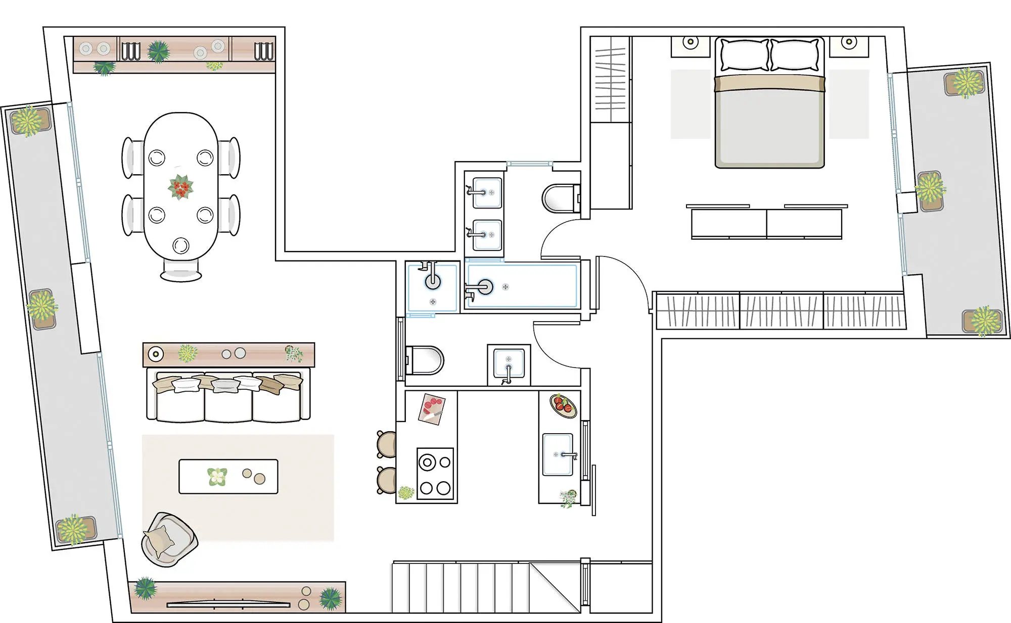 巴塞罗那 60m2 小户型翻新，设计师打造惊艳错层空间-12