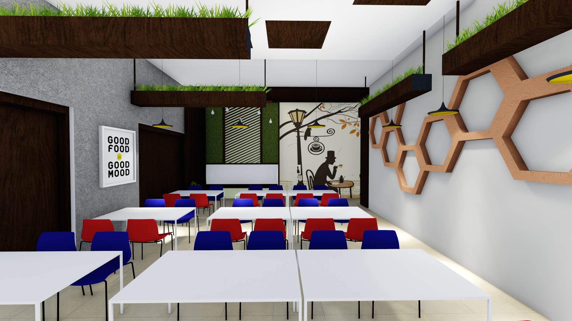 创意六边形百叶窗咖啡厅-16