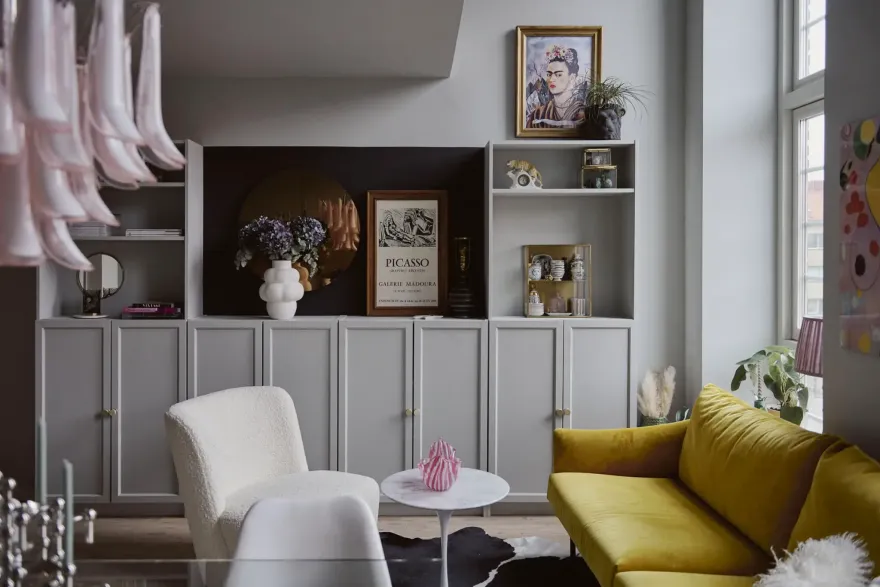 瑞典 47m2 色彩鲜艳的复式公寓设计-5