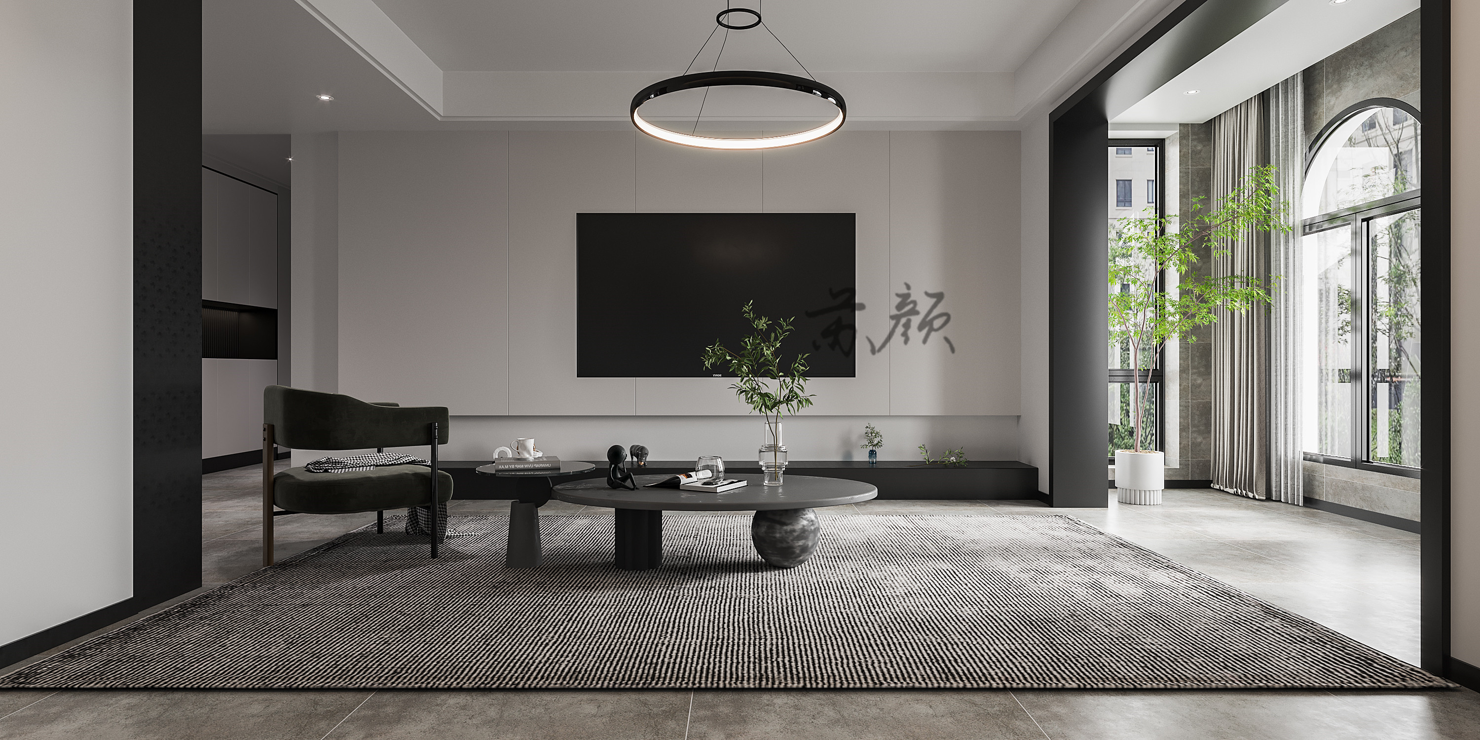 黑白灰客餐厅 大气高级又稳重-1