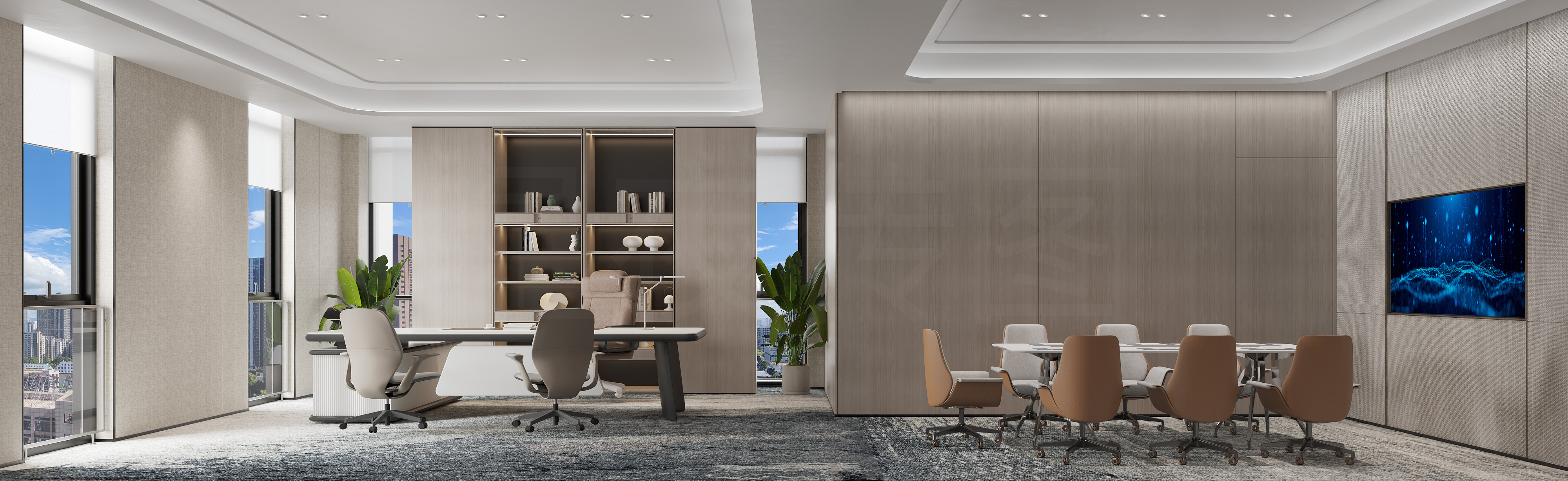 写字楼 公区 大厅 办公区 效果图展示-1
