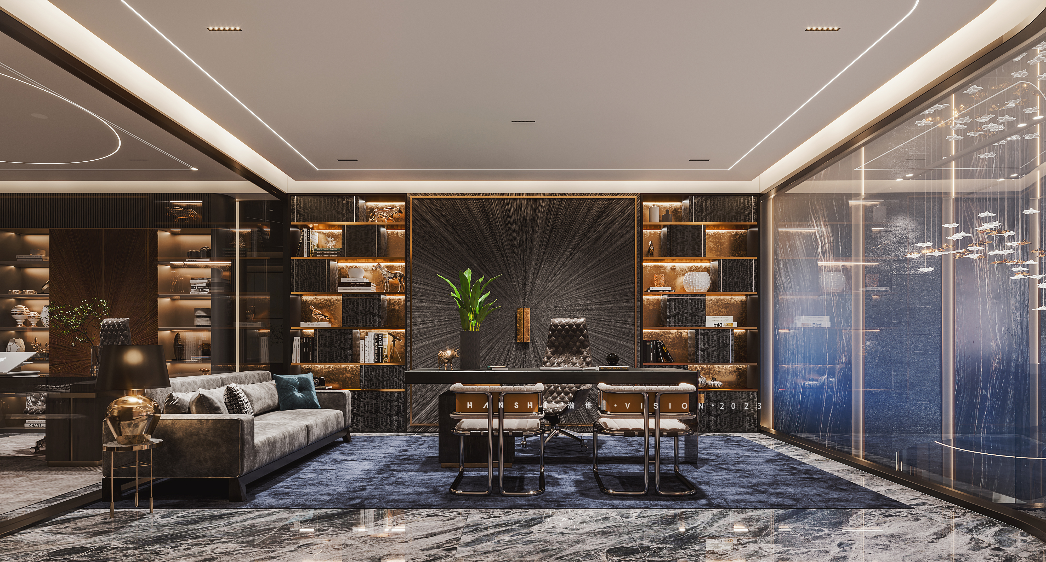 现代高奢办公室-瀚世表现-5