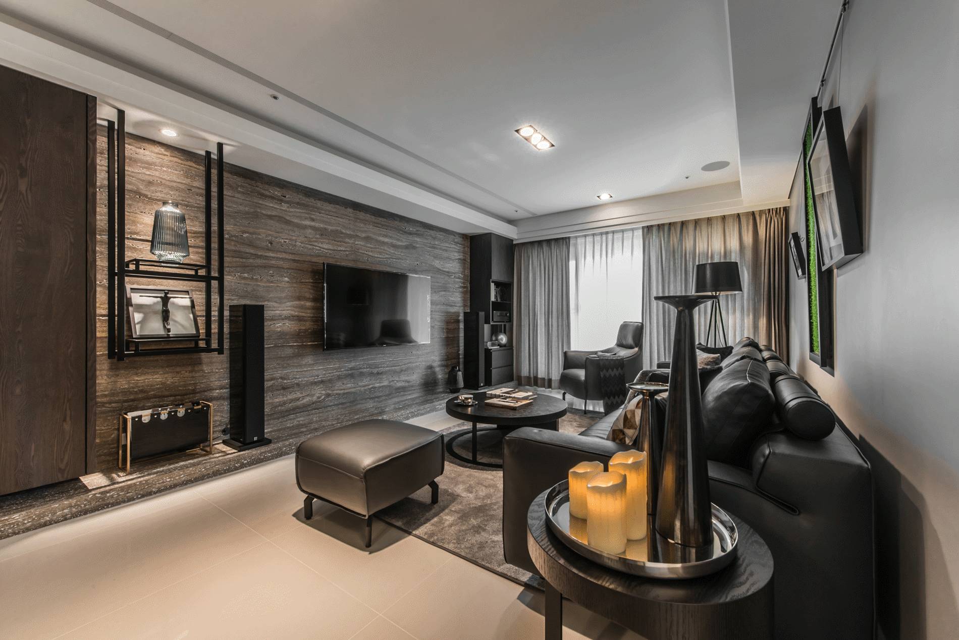 高级黑现代住宅的奢华神秘-6