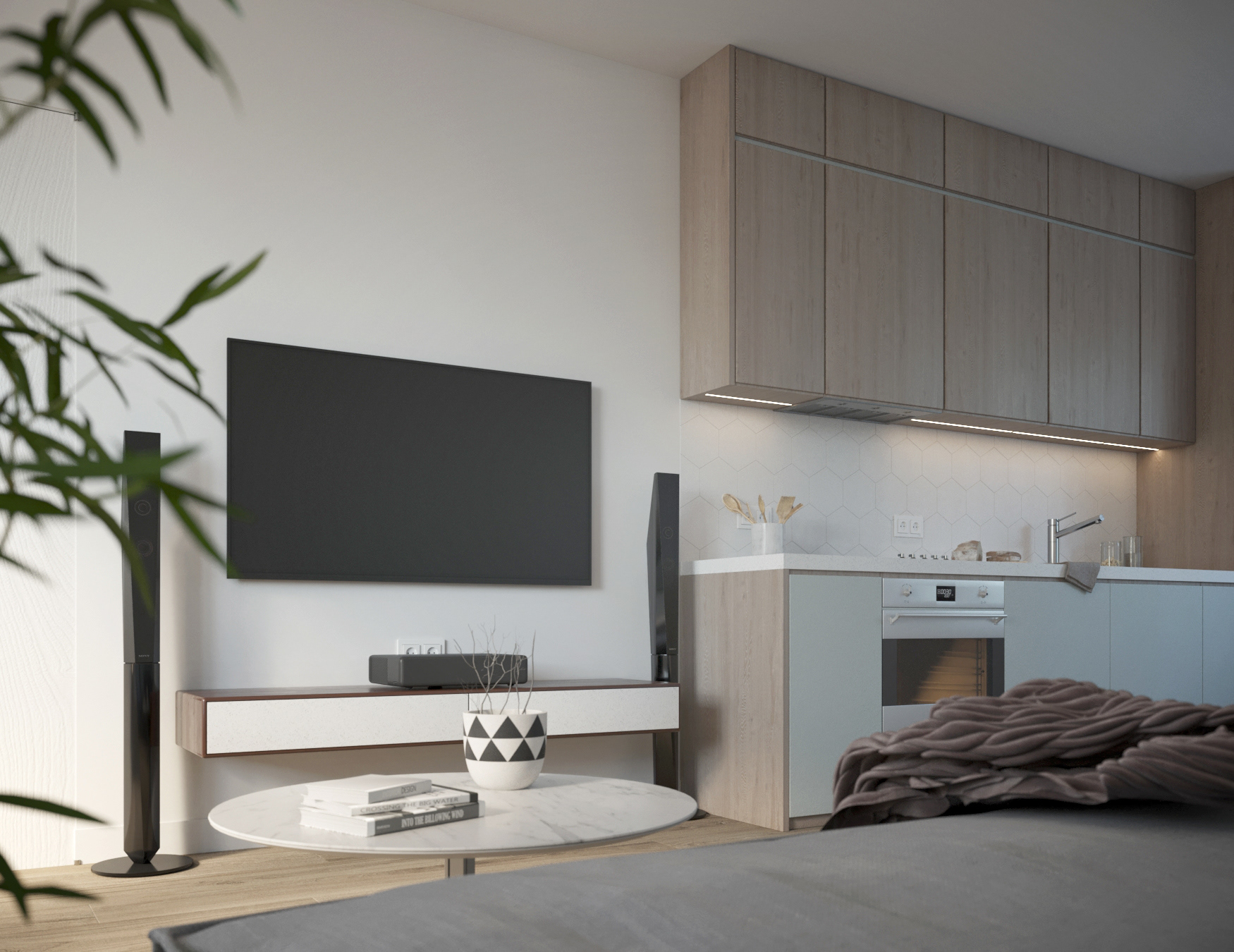 厨房客厅室内设计丨俄罗斯莫斯科丨Pobedonoscev Architects-7