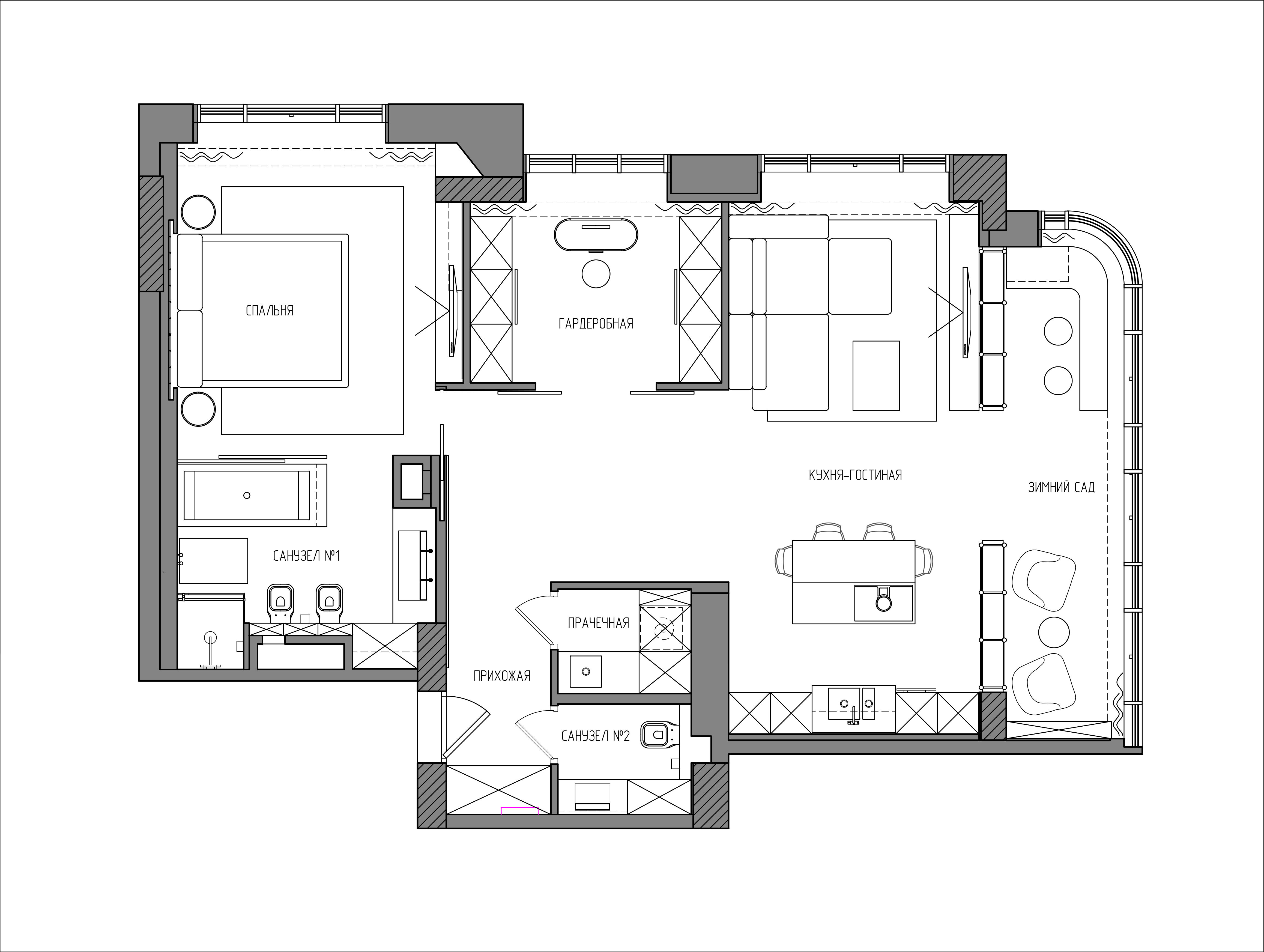 Дизайн квартиры с открытой планировкой площадью 100 кв. метров-18