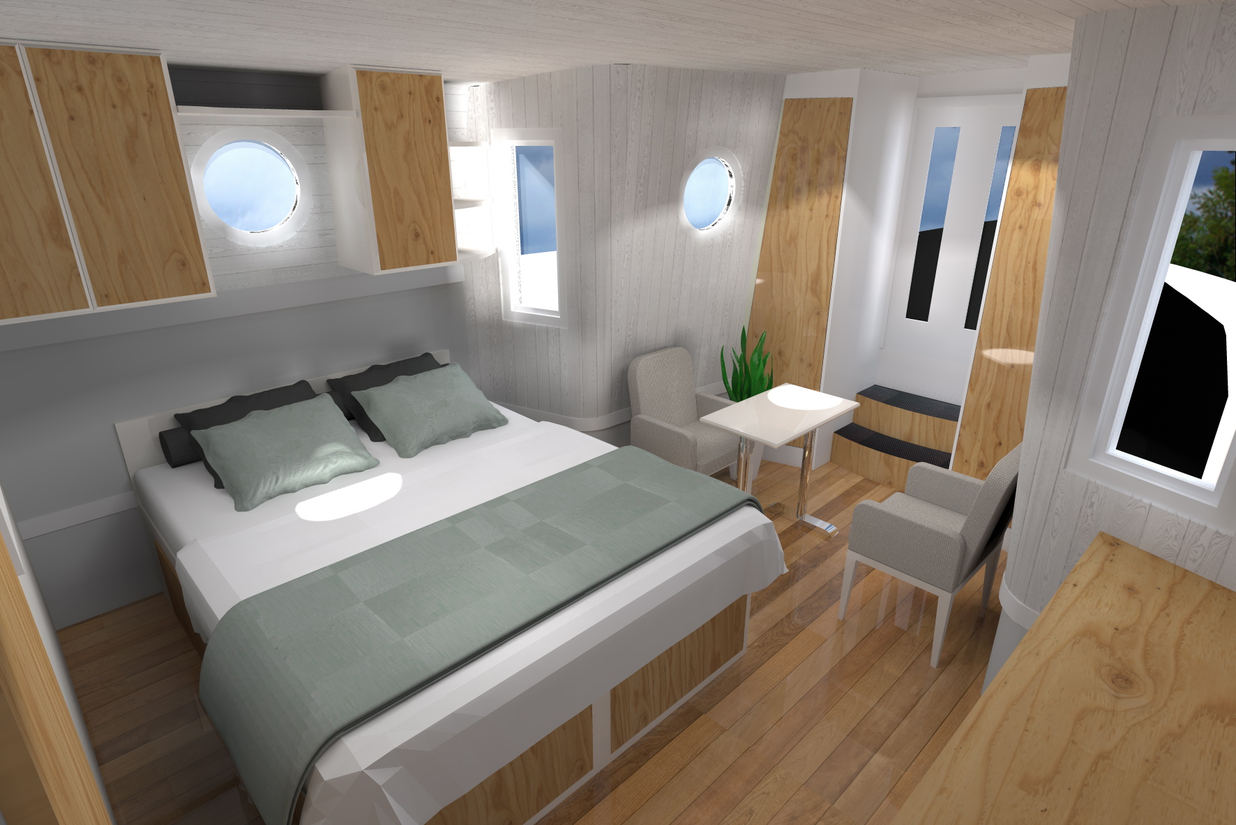 BARGE CANAL BOAT white bedroom 2014-5