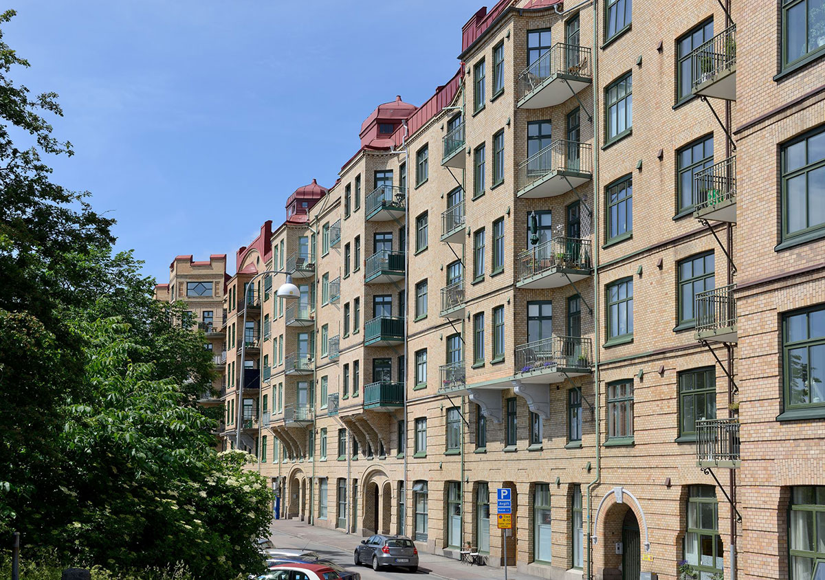 瑞典 71 平米绿色厨房不规则公寓设计-24