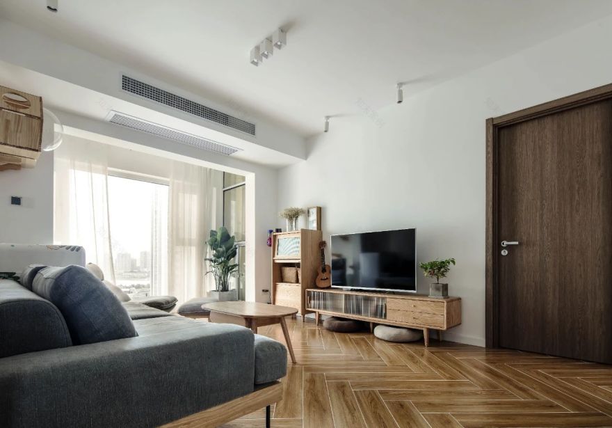 武汉邦辰设计丨平层丨80㎡温馨日系风,LDK,亚麻色系,吧台·住两人一猫太“甜”了!-54