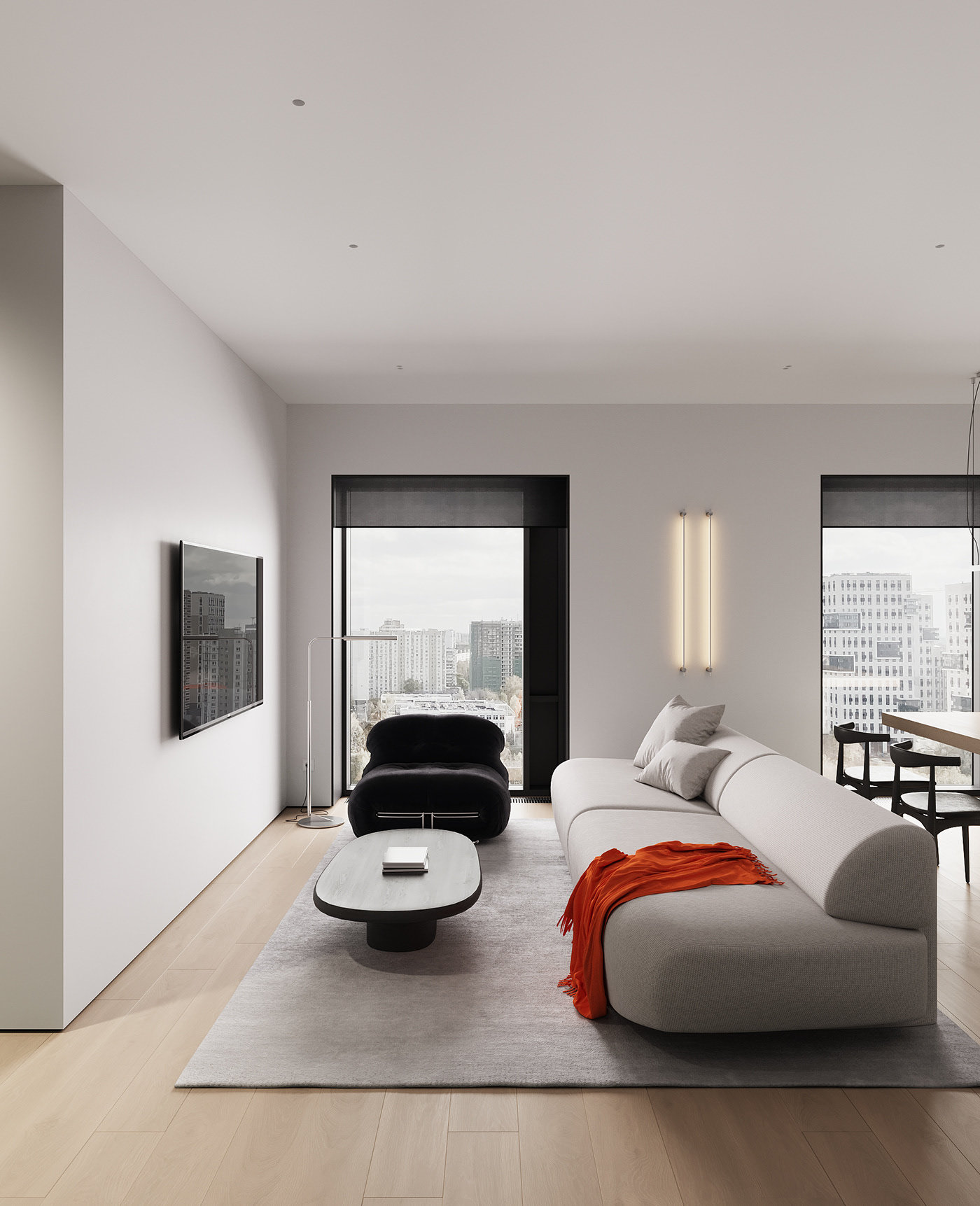 90㎡极简风公寓设计 这也太高级了吧-6