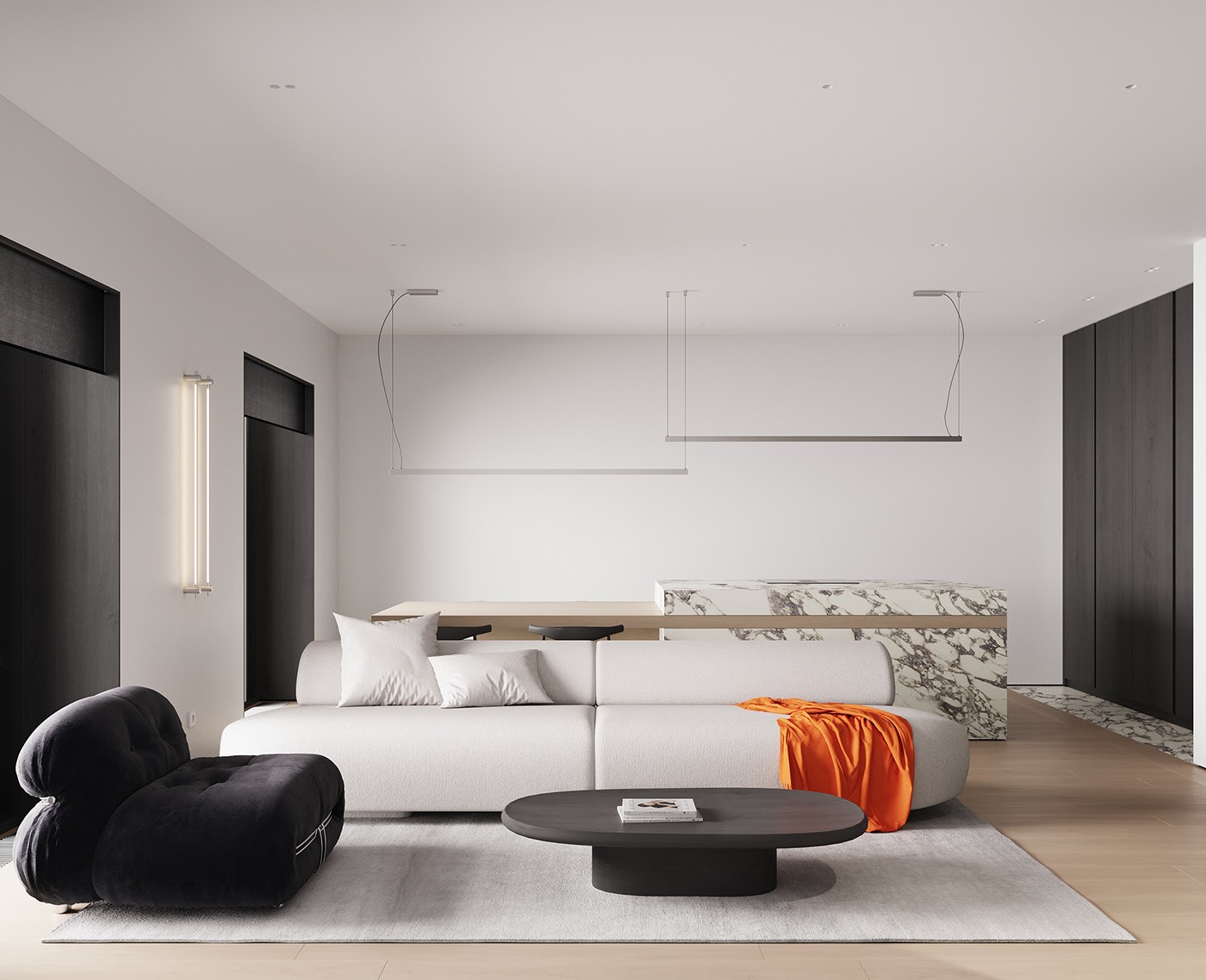 90㎡极简风公寓设计 这也太高级了吧-4