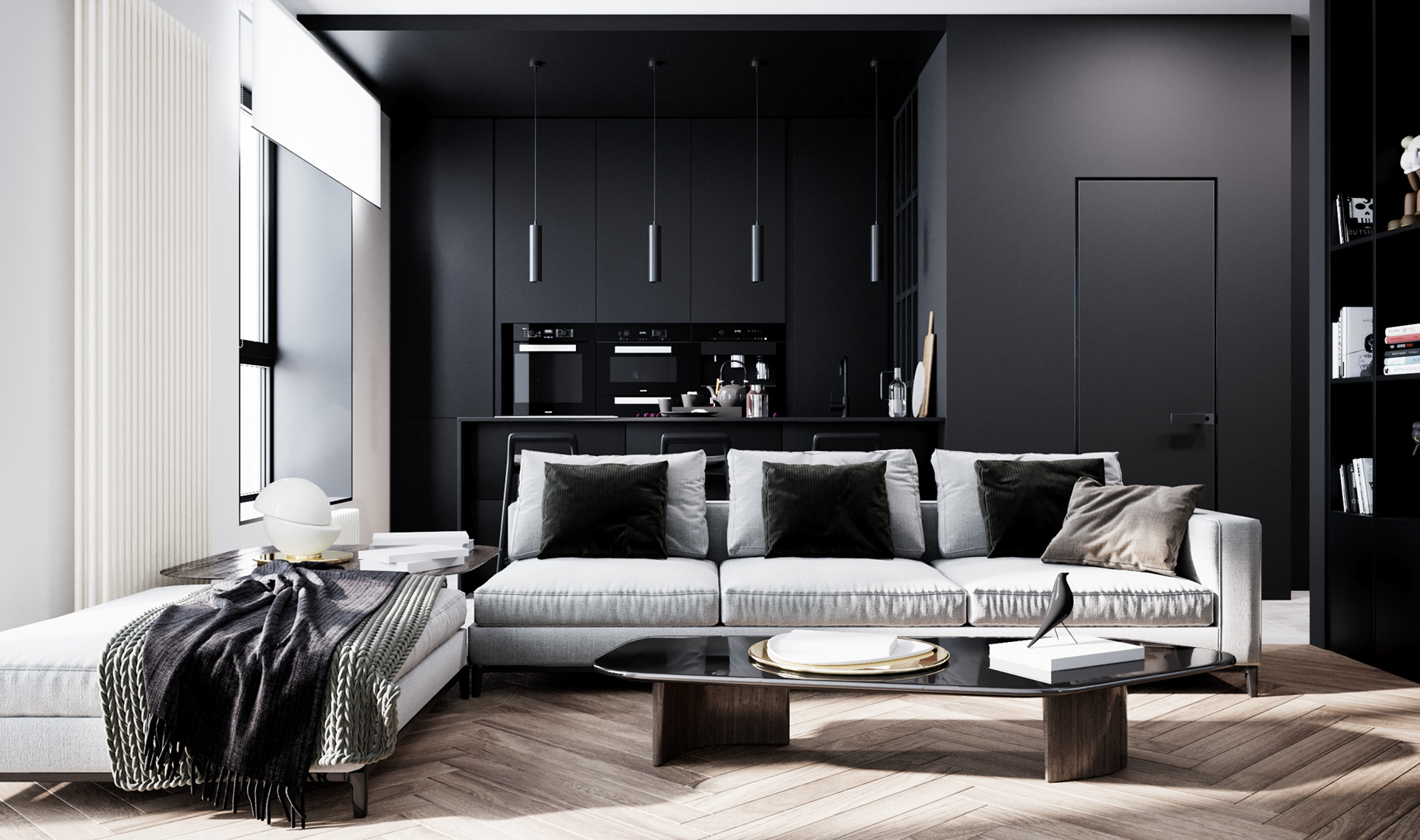 高级黑色系公寓设计 细节超多！-0