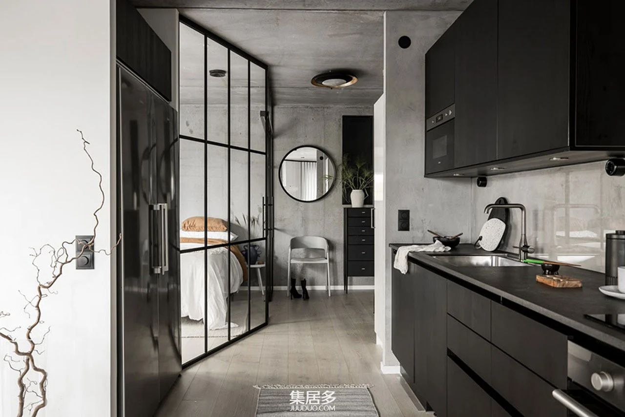 混凝土墙的斯堪的纳维亚小型公寓丨瑞典-12