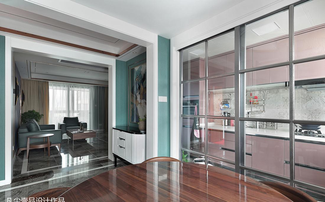 轻奢绿色玄关,精致山水空间-13