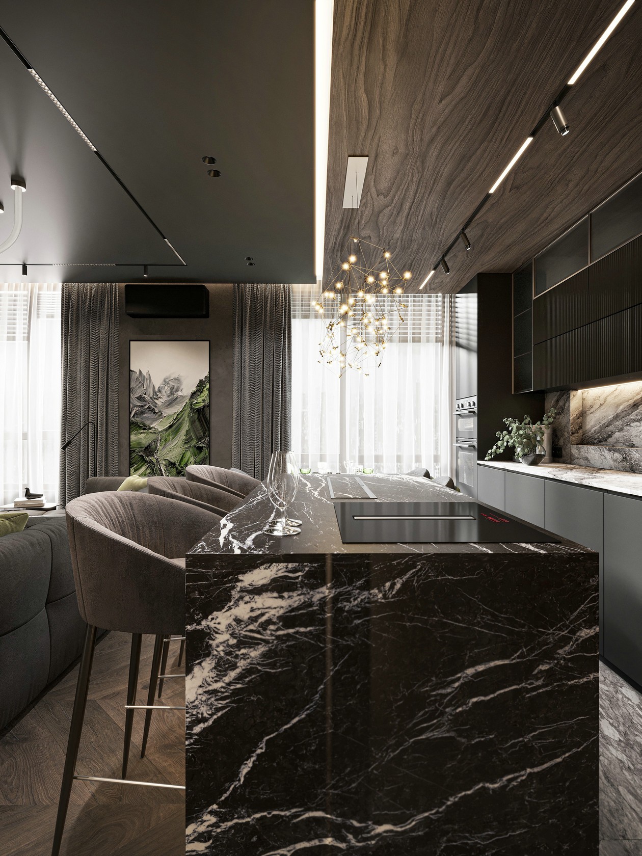 90㎡高级黑室内设计-7