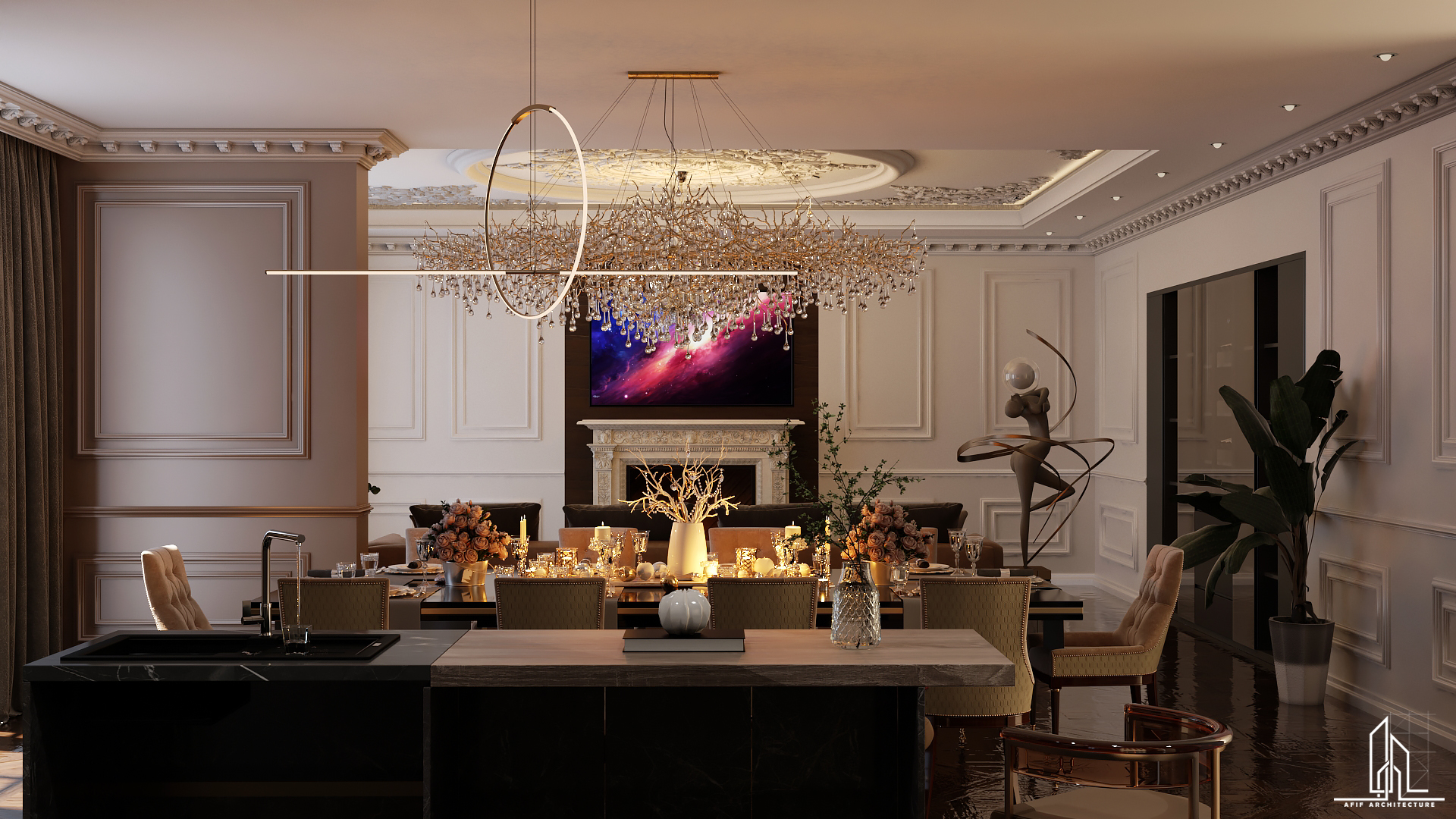 Interior livingroom and kitchen-4