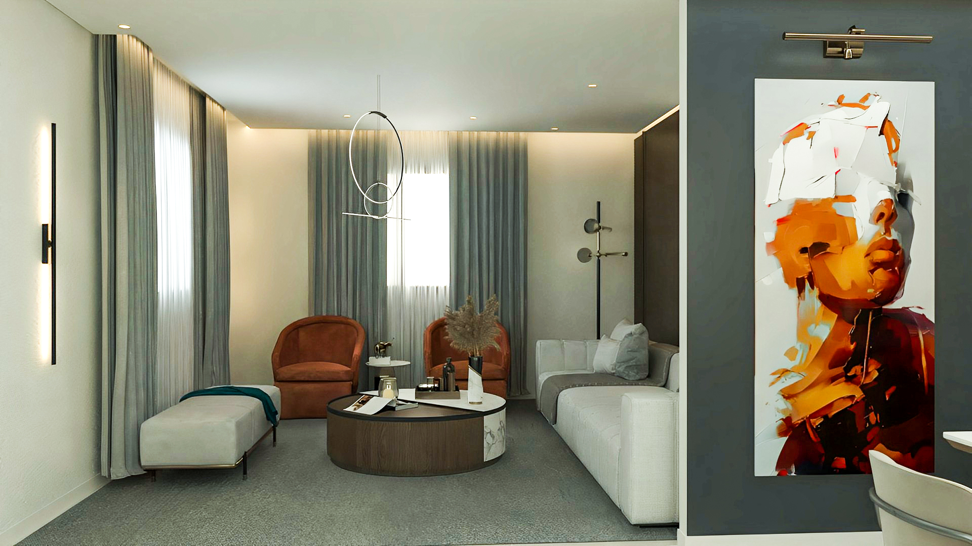 Living room design in neoclassical style-7