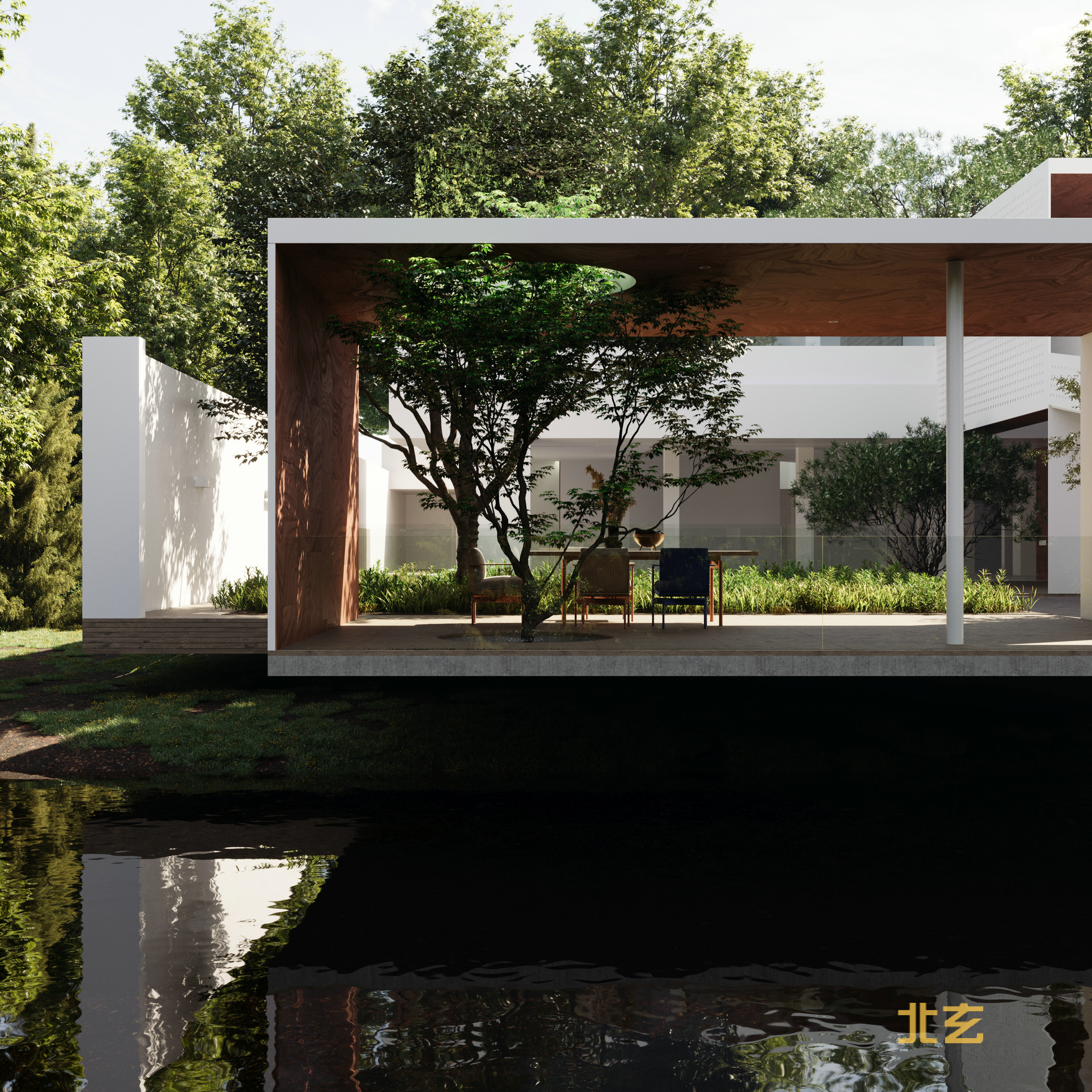 上海北玄/北玄教育/室内外别墅渲染-3