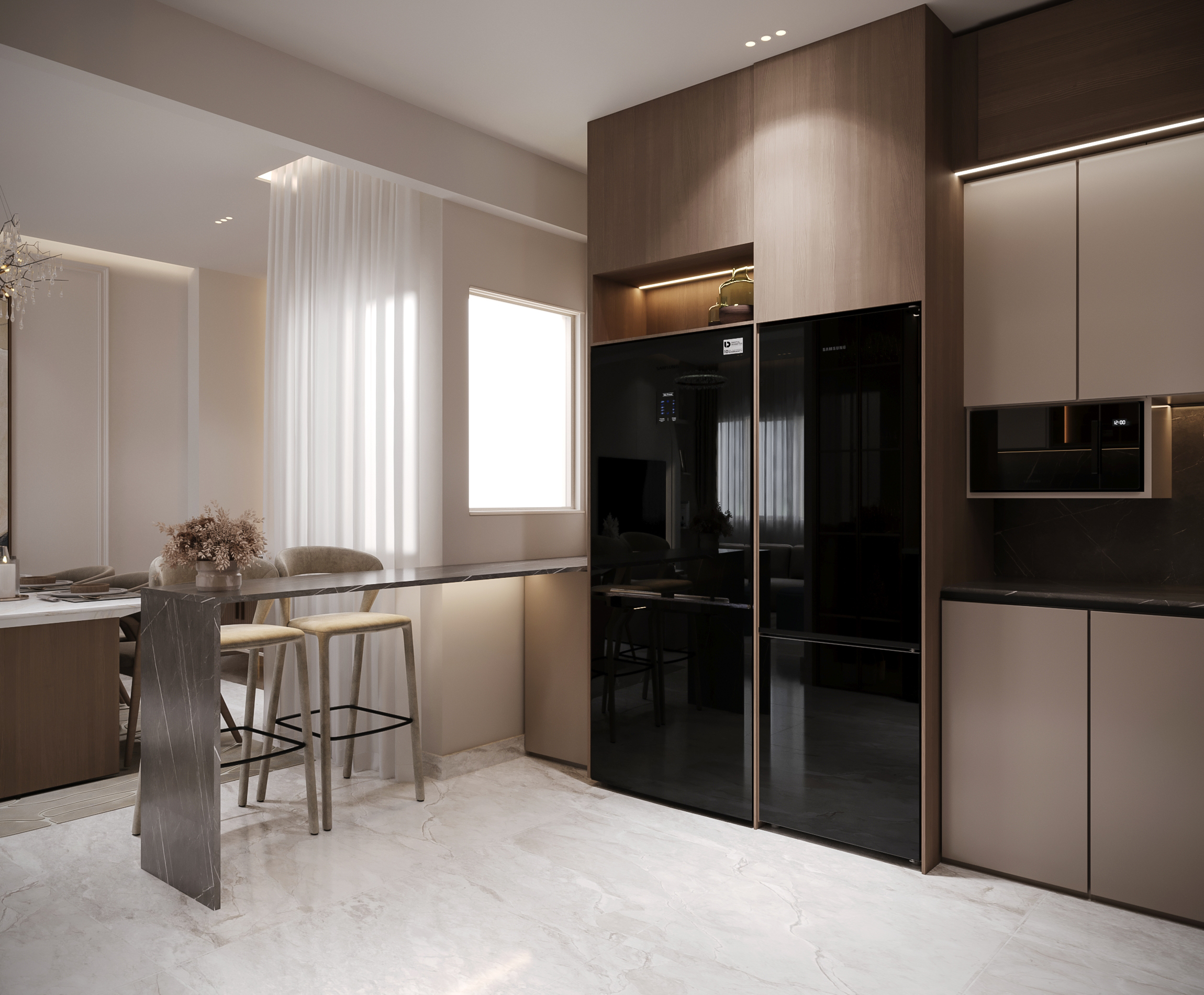 带厨房的现代接待区丨埃及丨ZAH设计工作室-11