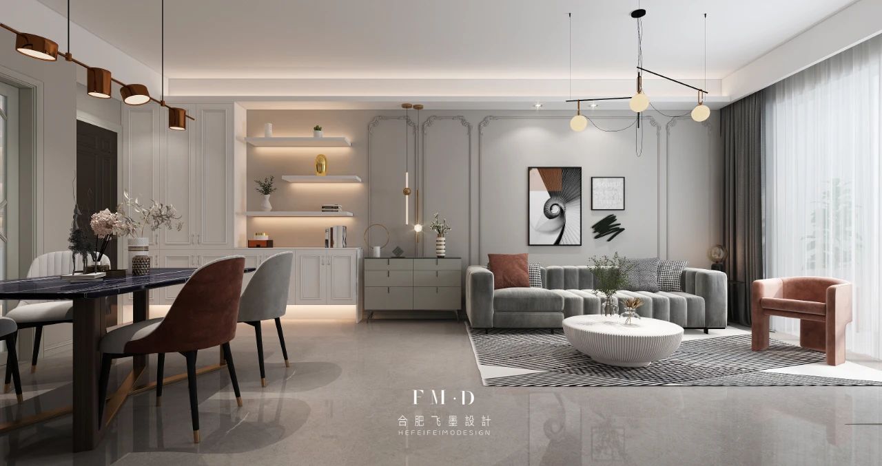 合肥望江台璟宸 100㎡三室轻奢法式设计,单身女青年的理想家居-2