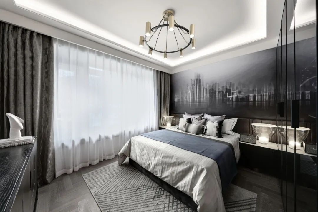 烟台万科翡翠长安样板间 | 抹茶色遇见黑灰色，简约至美-83
