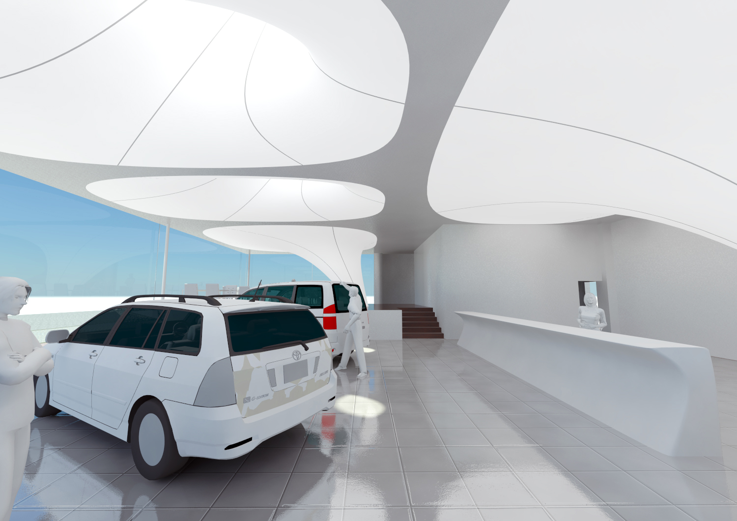 丰田汽车经销商的白色布料天花板设计-13