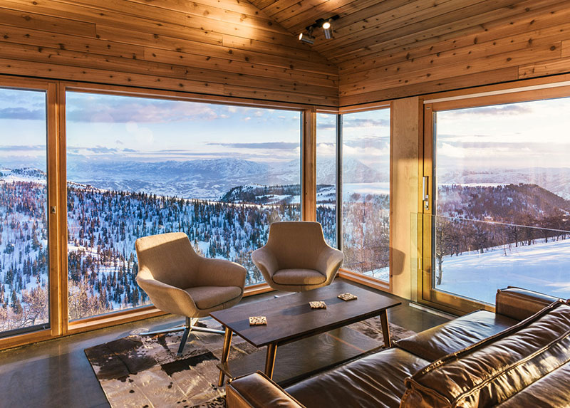 美国犹他州雪山全景山间小屋-14