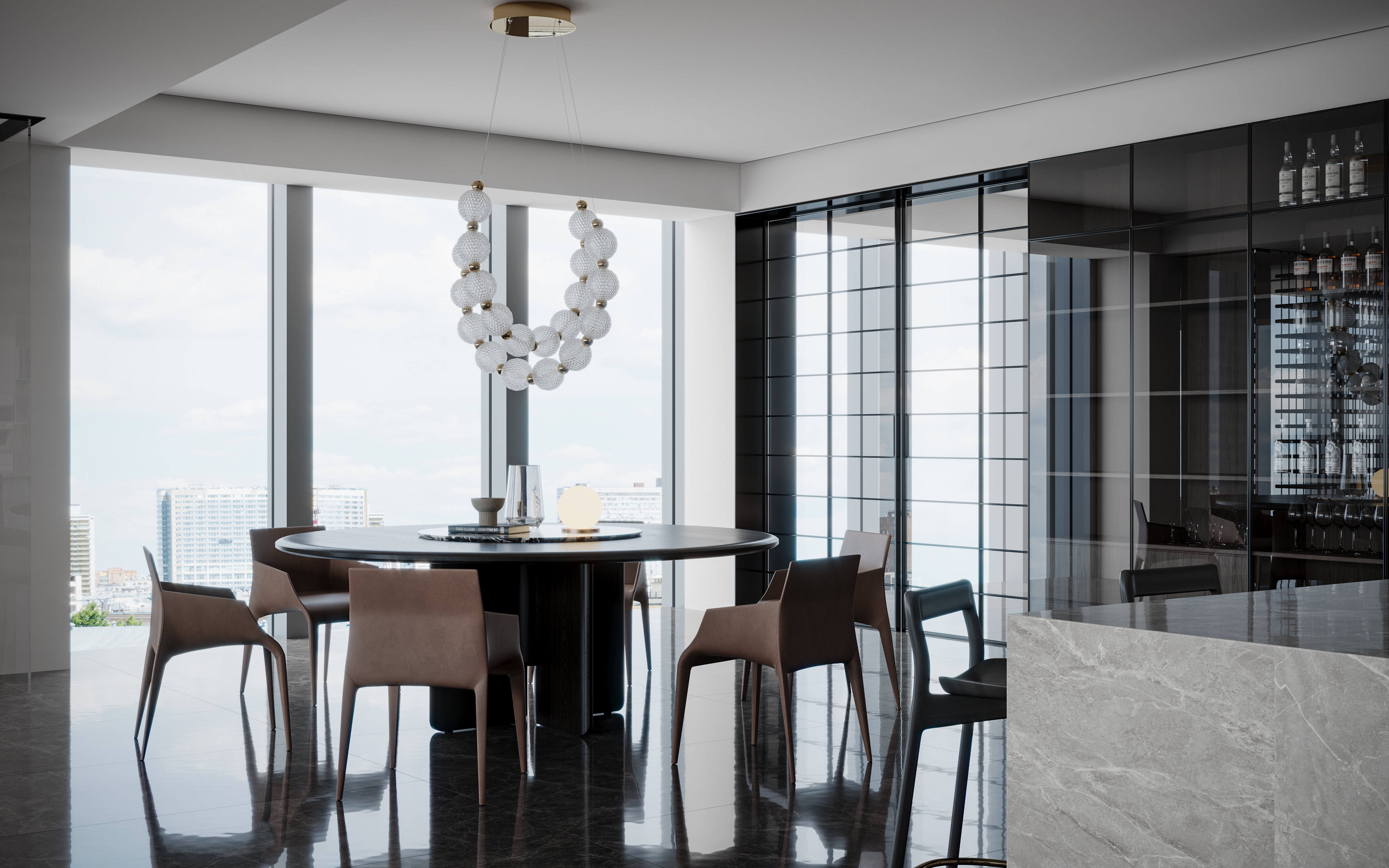 现代风格大平层家装效果丨冈舍效果图表现-6