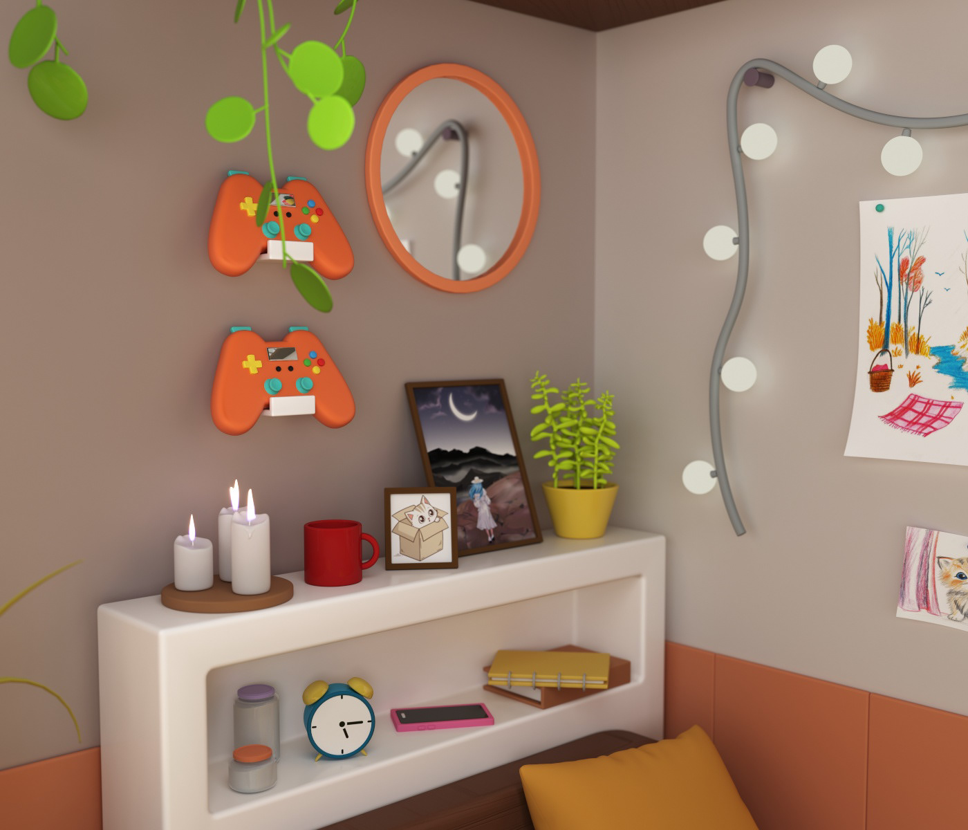 3d Isometric bedroom-6