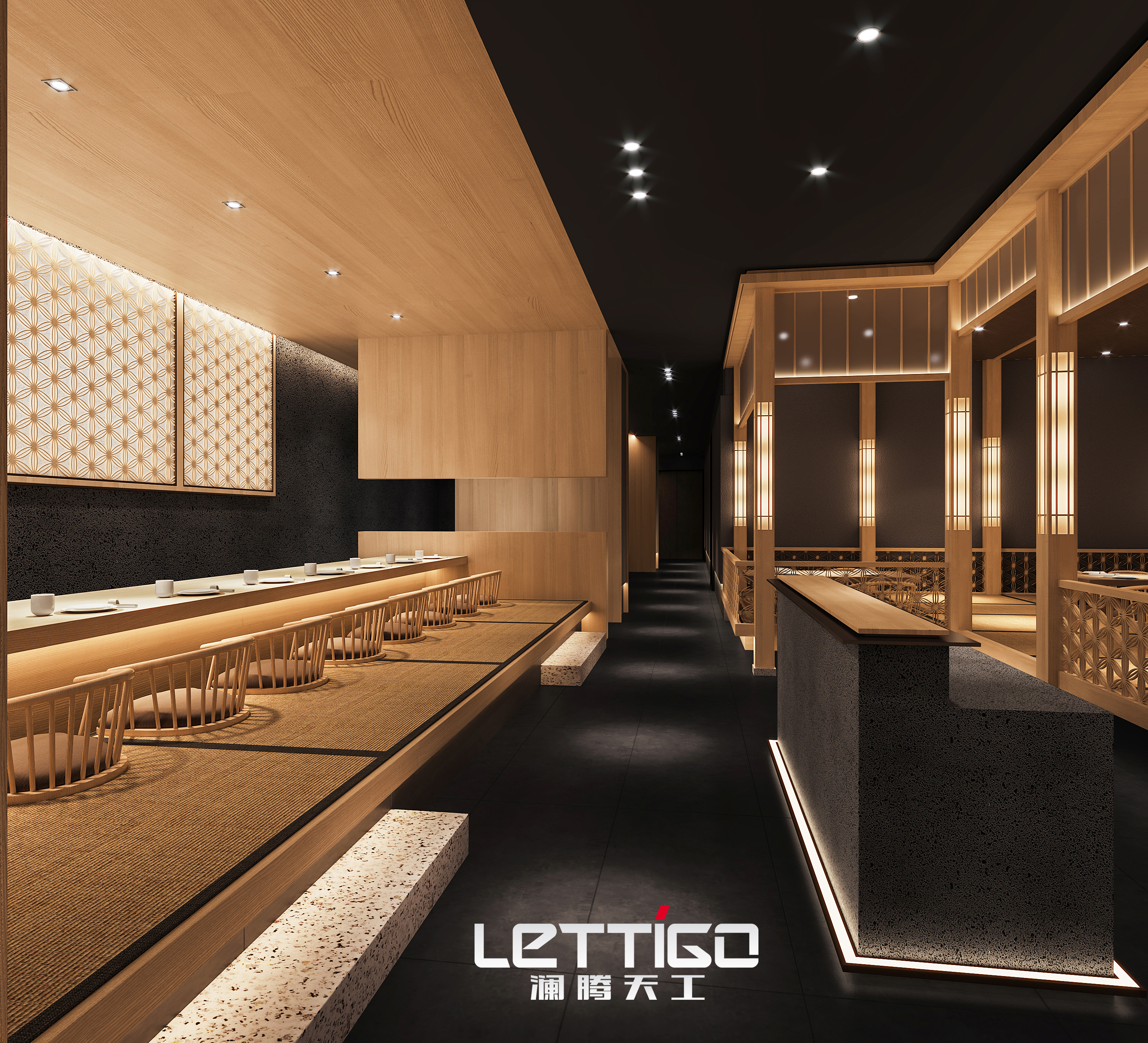 店铺设计|日系原木治愈系寿司店-5