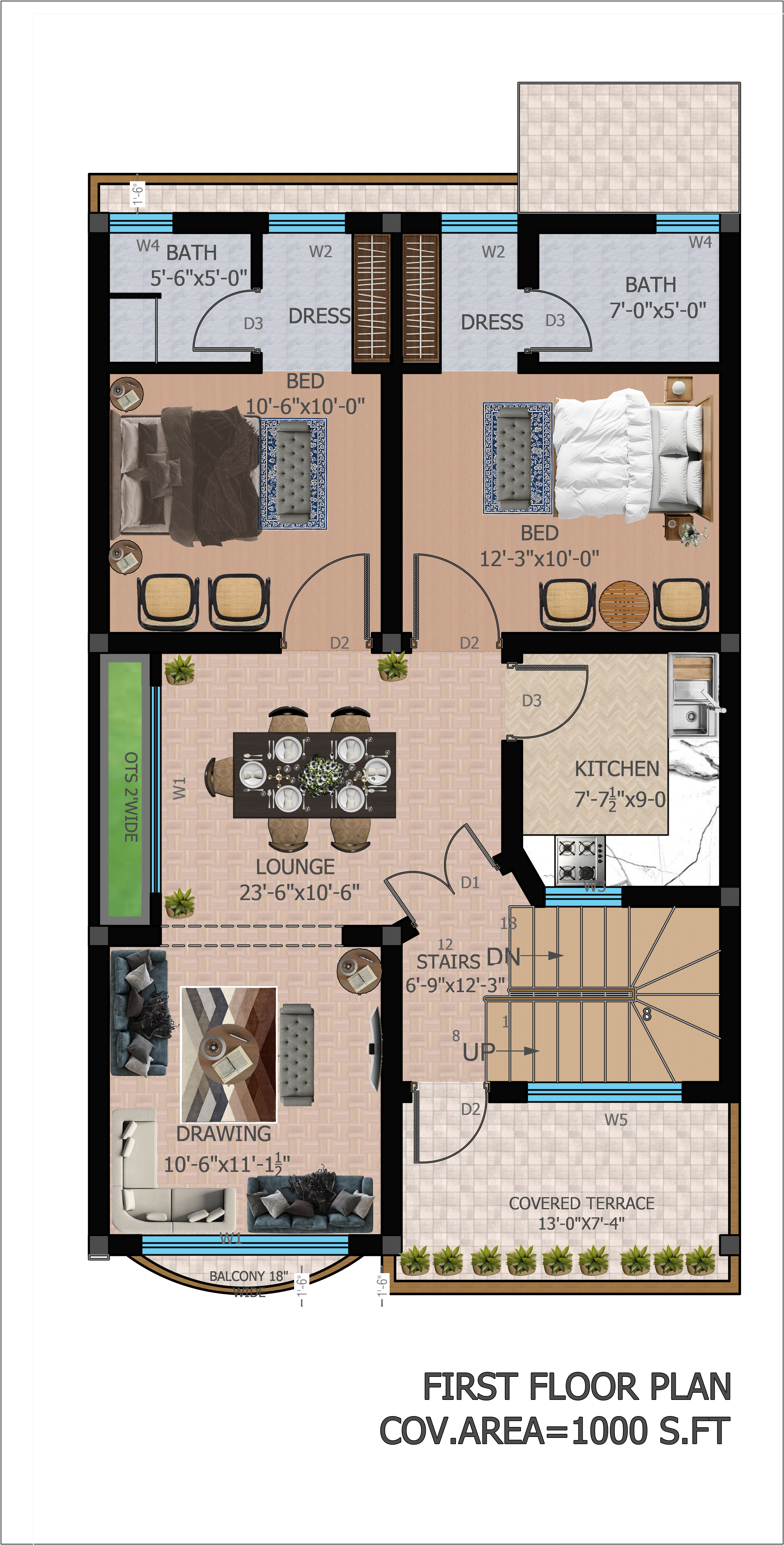 5 Marla 住宅经典设计动画视频及报批图纸-4